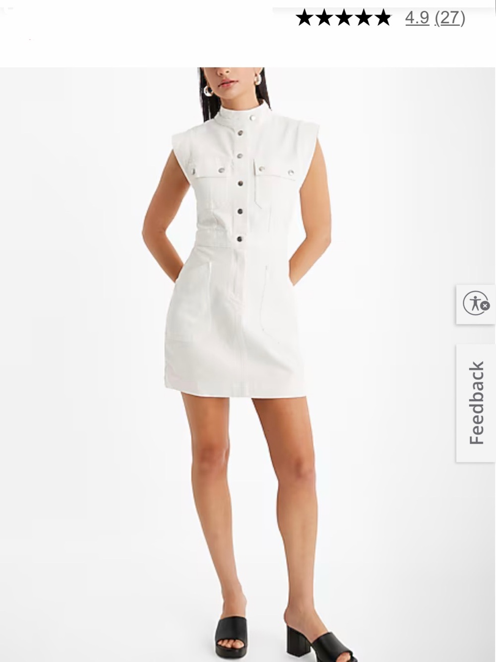 Express White Snap-Front Denim Utility dress